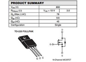 IRFIBE30G N-kanál 800V 2,1A /BUL444 80W Vishay výkonový Mosfet